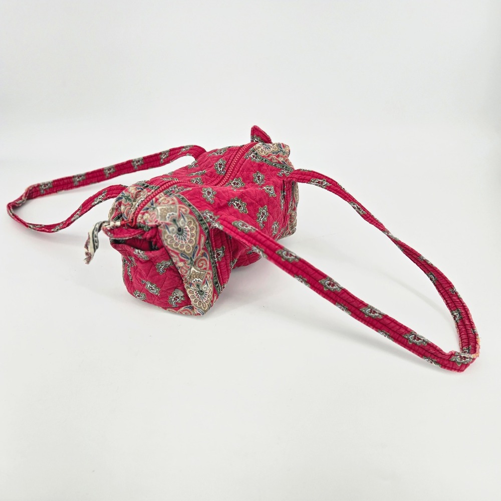 Vera Bradley Vintage Apple Red Paisley Quilted Barrel Bag Indiana Tag VTG 90s